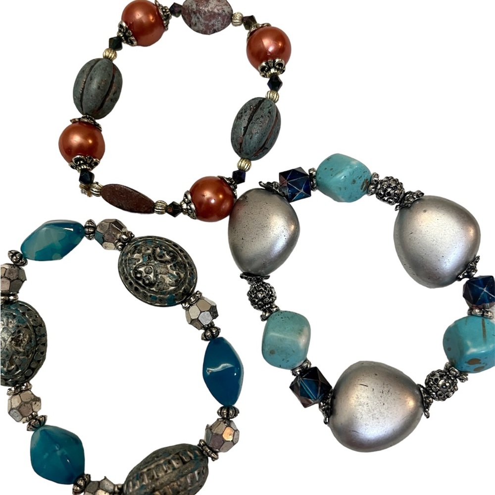 5/$20 Three Beaded Stretchy Statement Bracelets